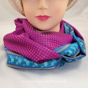 Schlauchschal Edelweiß pink blau