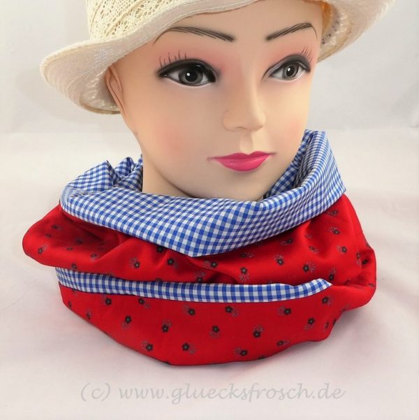 Schlauchschal, rot blaukariert Dirndl