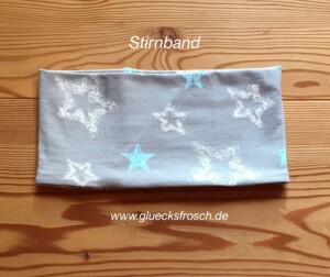 Graues Stirnband aus Jersey mit glitzerde Sterne