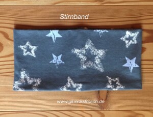 Dunkelgraues Stirnband mit glitzernde Sterne