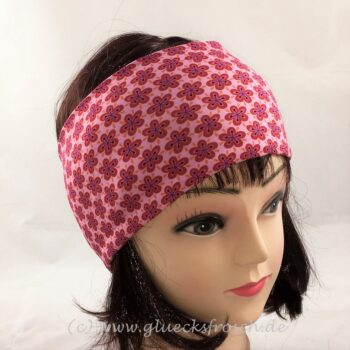Stirnband rosa mit roten Blumen
