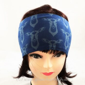 Stirnband in blau mit Hirschen