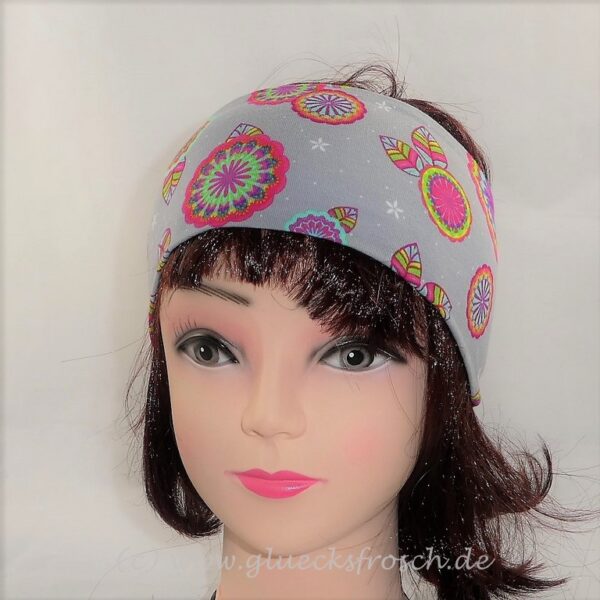 Stirnband grau Mandalas