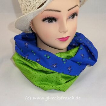 Trachtenschal in blau mit Blumenmuster