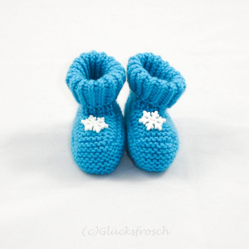 Babyschuhe türkis, mit Scheekristalle, 8 cm Fußsohlenlänge, aus weicher Babywolle