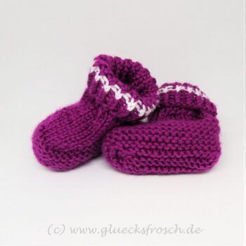 Babyschuhe fuchsia, 7 cm Fußsohlenlänge, aus weicher Babywolle