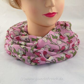 Schlauchschal, rosa, sommerlich leicht mit Blumenmuster