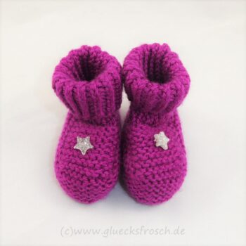 Babyschuhe fuchsia, mit glitzernden Sternchen