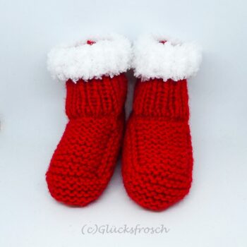Babyschuhe, Nikolausstiefel, Weihnachtsstiefel, rot, weiß, 10 cm Fußsohlenlänge