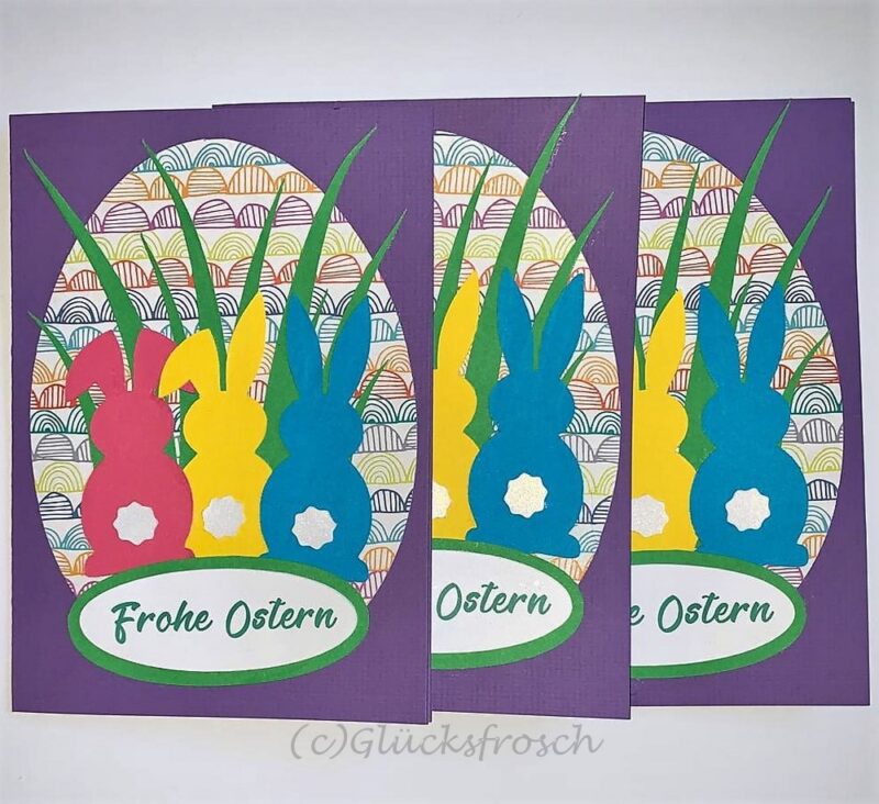 Osterkarte lila mit Osterei und Hasen 10,5 x 15 cm mit Umschlag