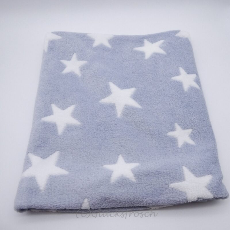 Schlauchschal aus Wellnessfleece in hellblau - helles graublau mit weißen Sternen
