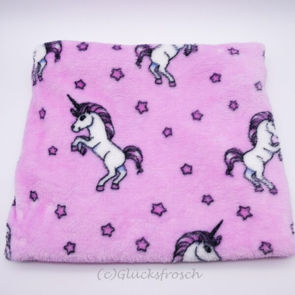 Schlauchschal aus rosa Wellnessfleece mit Einhörner