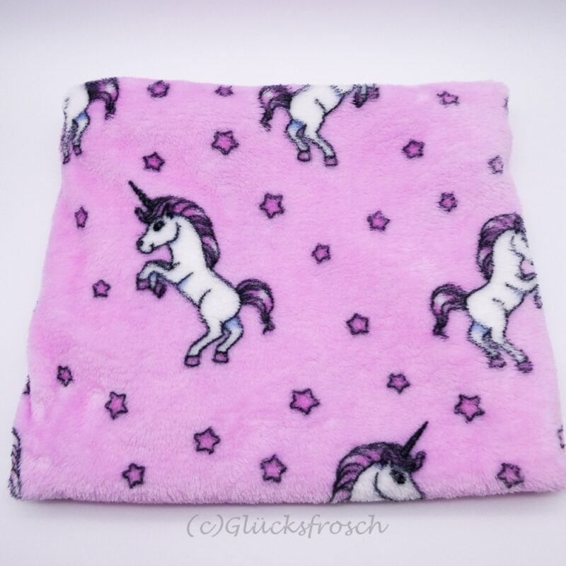 Schlauchschal aus rosa Wellnessfleece mit Einhörner