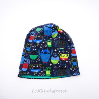 Beanie, Monster, blau, 44 cm glücksfrosch (2) (Kopie) Beanie Monster blau