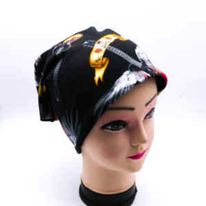 Beanie schwarz Totenkopf Gitarre