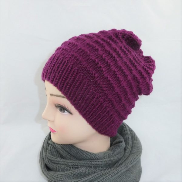 Mütze, handgestrickt, Beere