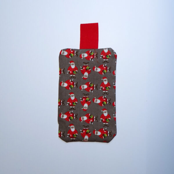Taschentuchhülle, grau mit Weihnachtsmännern