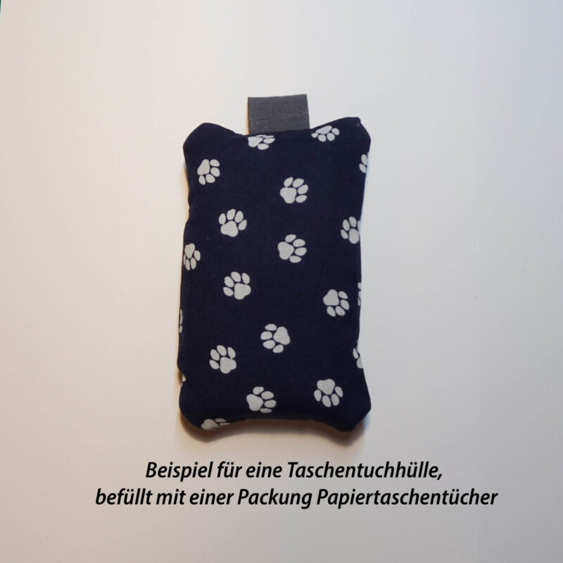 Taschentuchhülle, blau mit Pfoten
