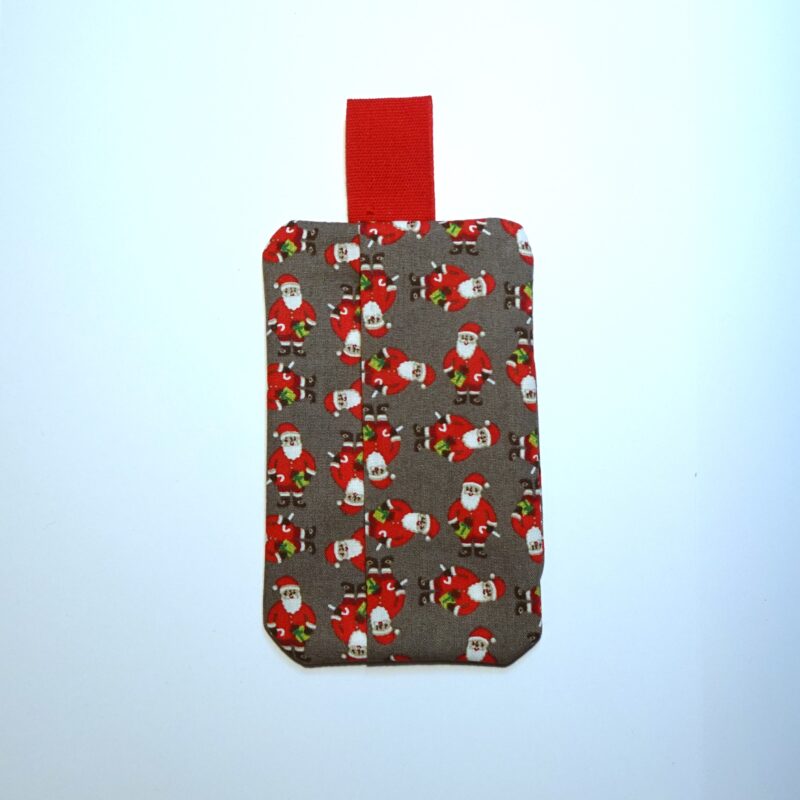 Taschentuchhülle, grau mit Weihnachtsmännern