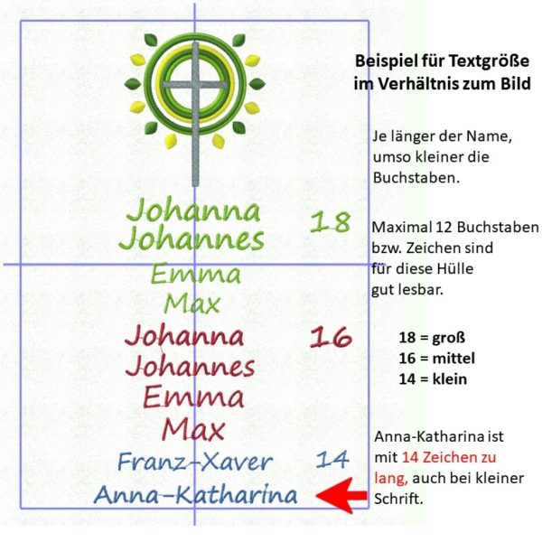 Gotteslobhülle, personalisierbar, Filz grau, Kreuz, Strahlen, orange, gelb, rot – Bild 7