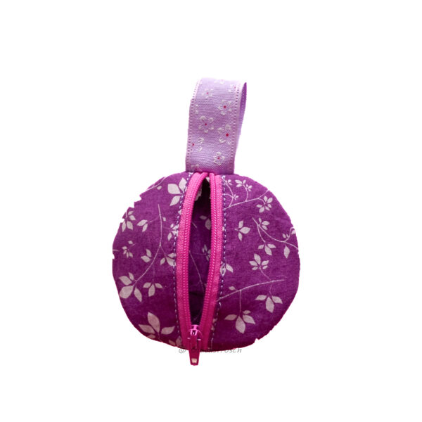 Schnullertasche, lila, geblümt