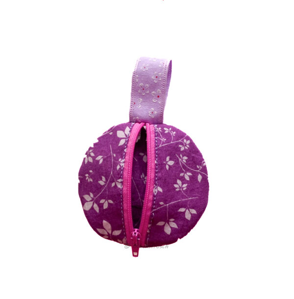 Schnullertasche, lila, geblümt