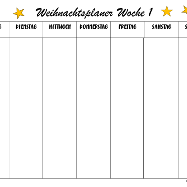 Weihnachtsplaner PDF zum Ausdrucken - 4 Wochen