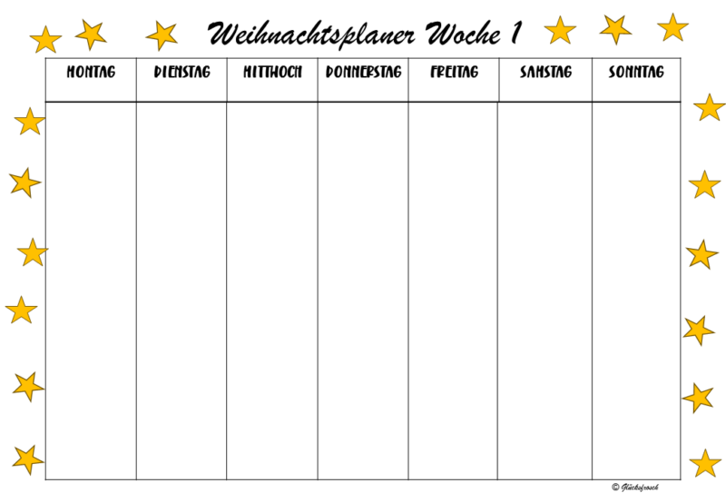 Weihnachtsplaner PDF zum Ausdrucken - 4 Wochen