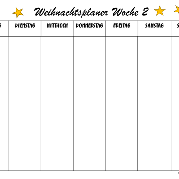Weihnachtsplaner PDF zum Ausdrucken - 4 Wochen