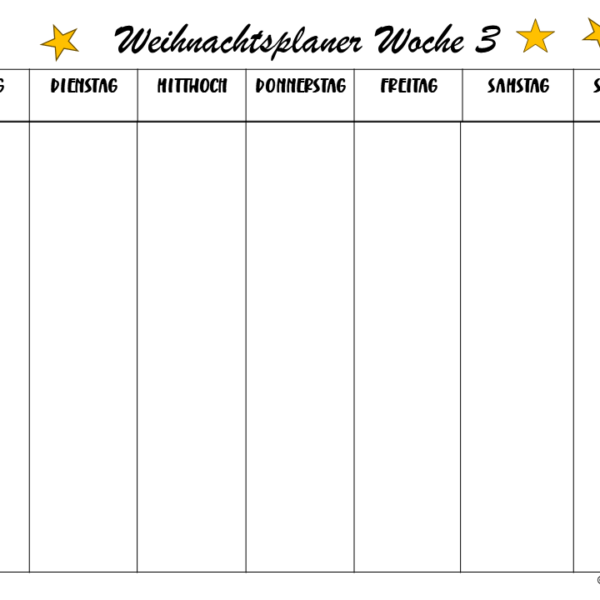 Weihnachtsplaner PDF zum Ausdrucken - 4 Wochen