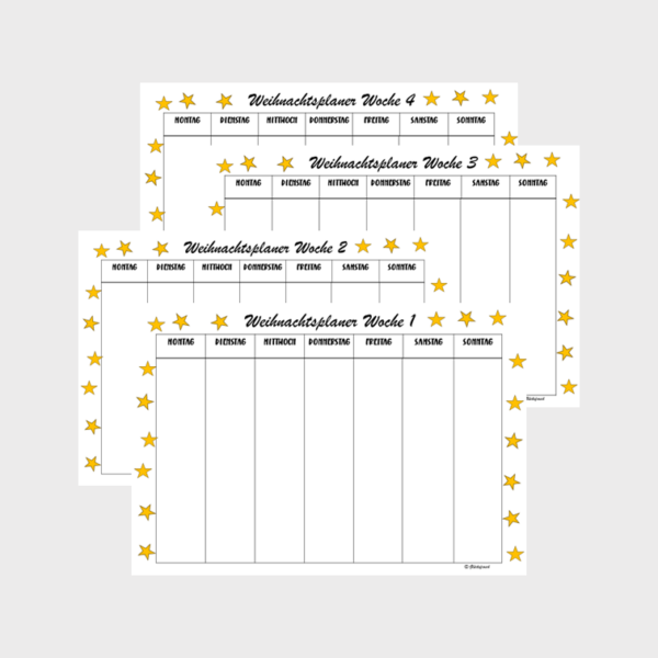 Weihnachtsplaner PDF zum Ausdrucken - 4 Wochen