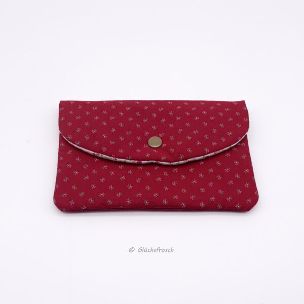 Beautybag, Kosmetiktasche für Kleinkram, Briefumschlag, aus rotem Dindlstoff mit Blümchen