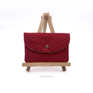 Beautybag, Kosmetiktasche für Kleinkram, Briefumschlag, aus rotem Dindlstoff mit Blümchen