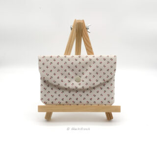 Beautybag, Kosmetiktasche für Kleinkram, Briefumschlag, Dindlstoff, beige, mit Blümchenmuster