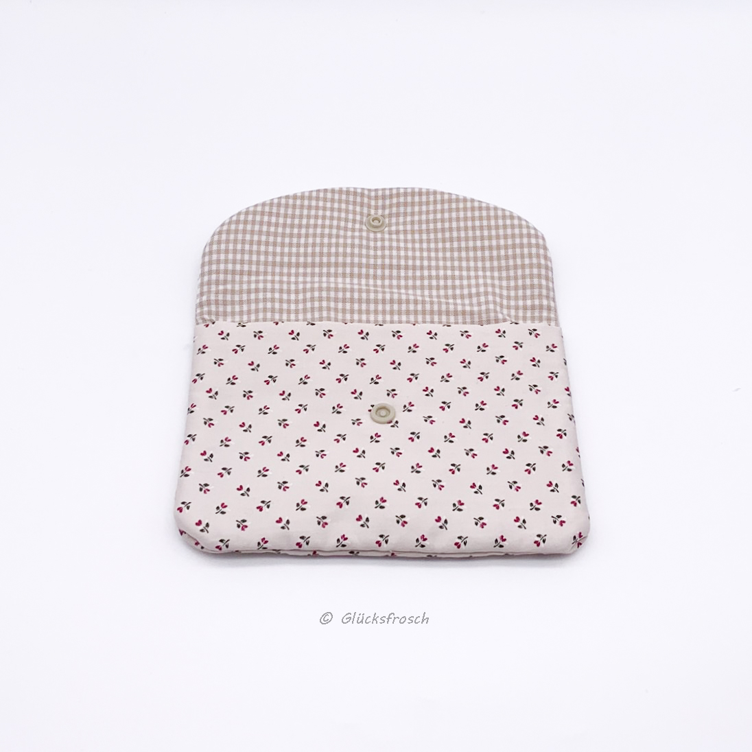 Beautybag, Kosmetiktasche für Kleinkram, Briefumschlag, Dindlstoff, beige, mit Blümchenmuster – Bild 2