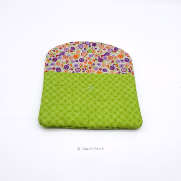 Beautybag, Kosmetiktasche für Kleinkram, Briefumschlag, aus grünem Baumwollstoff