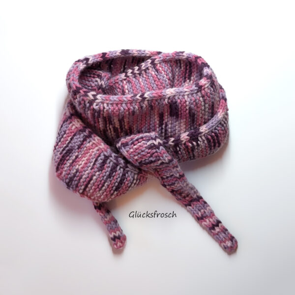 Rosa melierter Schal, modern, schlank, elegant, aus besonders weicher Wolle, handgestrickt