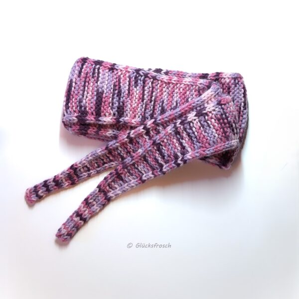Rosa melierter Schal, modern, schlank, elegant, aus besonders weicher Wolle, handgestrickt
