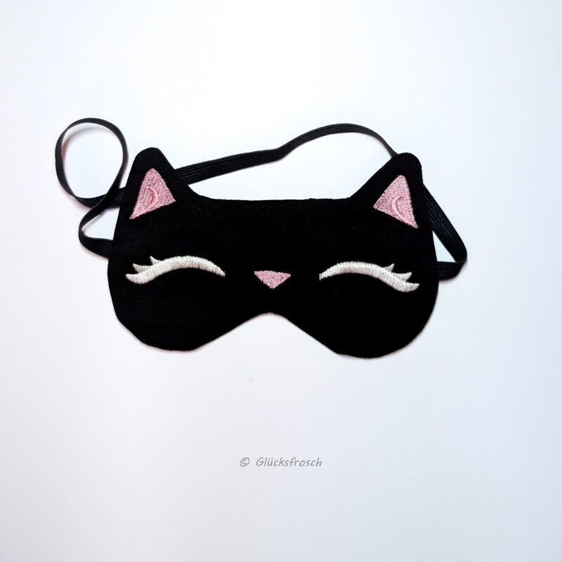 Schlafmaske, Schlafbrille, schlafende Katze