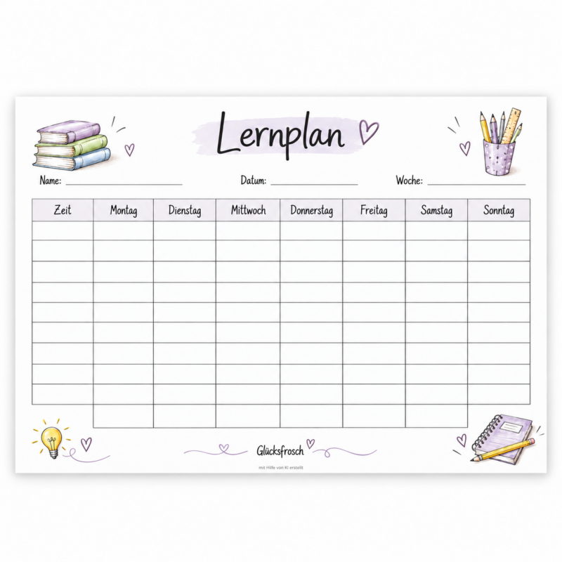 Lernplan A4 zum Ausdrucken