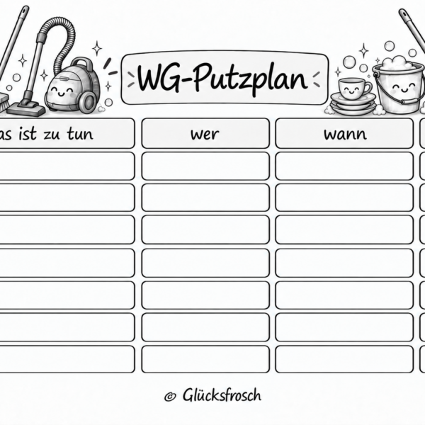 WG Putzplan A4, PDF zum Ausdrucken
